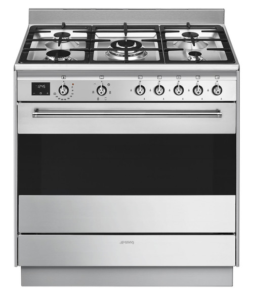 Smeg 90cm Dual Fuel Freestanding Cooker with Gas Cooktop | FS9606XS1