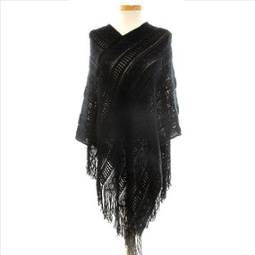 Soft V-Neck Knit Poncho With Super Soft Fringe!  A must have for your fall essential pieces.   Easy to wear one size fits all!  