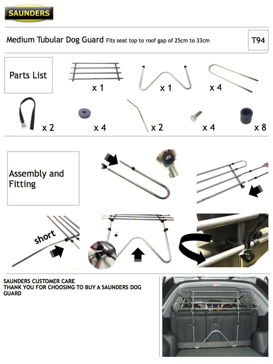 Saunders T94 Dog Guard For Renault Megane Hatchback 1996 - 2002