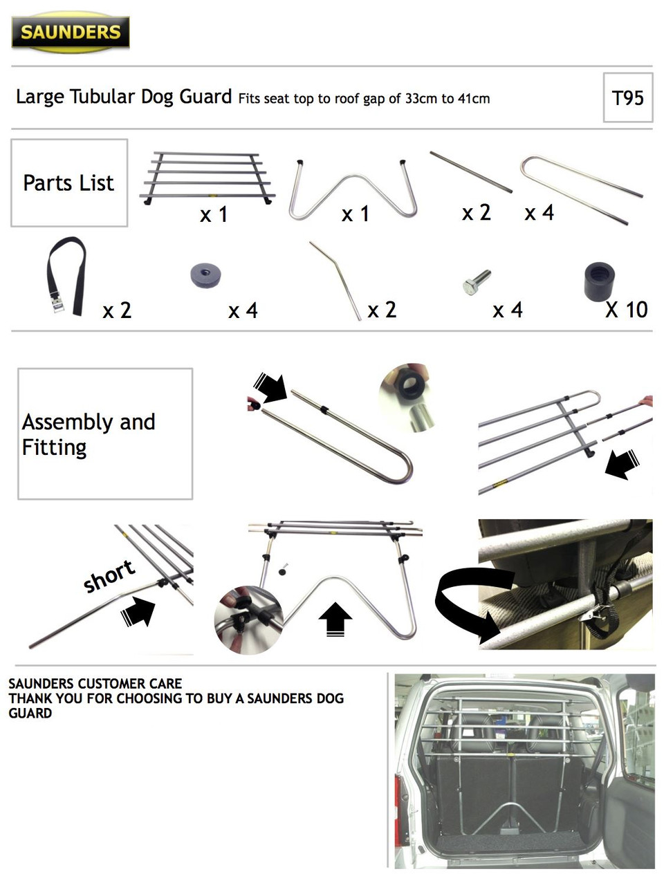 Saunders T95 Dog Guard For VW Touran 2015 onwards