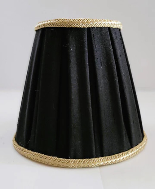 Luxurious Black Box Pleated Chandelier Shade with Gold Lining Luxurious Black Box Pleated Chandelier Shade with Gold Lining
