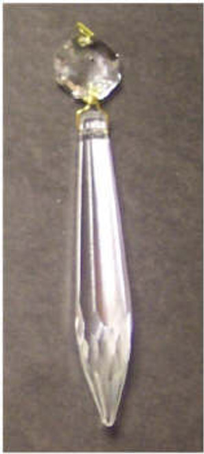 6001 Crystal Prism With Brass Pin. Height Includes Jewel