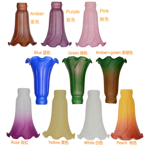 Pond Lily Lamp Shade Glass Lampshade  4" Wide  6" Tall  1.5" White Blue Rosy Yellow Green Peach Purple Amber Pink
