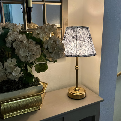 Blue Floral Fabric Lampshade 6x10x7.5" - Artistic Decorative Clock-Shaped Cover for table lights, floor lights, and pendant lights