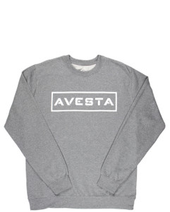 Grey women's fitness lifestyle sweatshirt with white logo.