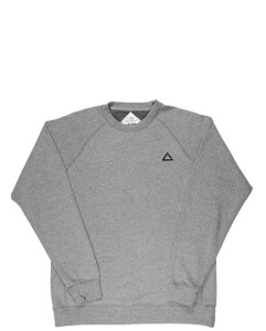 Grey women's raglan fitness sweatshirt with black logo.