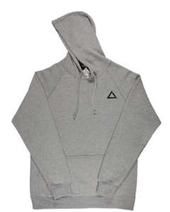 Grey women's raglan fitness hoodie sweatshirt with black logo. Grey women's raglan fitness hoodie sweatshirt with black logo.