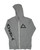 Grey women's light weight fitness zip up sweatshirt with black activewear logo.