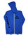 Royal blue women's light weight fitness zip up sweatshirt with black activewear logo.