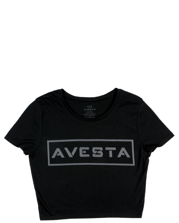 BLOCK CROP TEE - Black