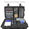 SiForce Rugged Carrying Case with Wheels Open with Lid Organizer and Packed with TX2