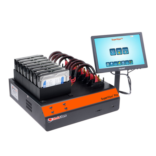 MediaClone SuperWiper Desktop Pro Gen 3 Standalone Multiple Driver Eraser Unit with (8) SAS/SATA and (1) NVMe