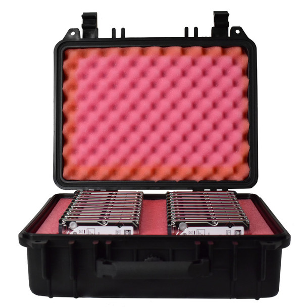 SiForce S20 Hard Drive Transport Case (Fits 20 x 2.5" HDD) Open with Drives