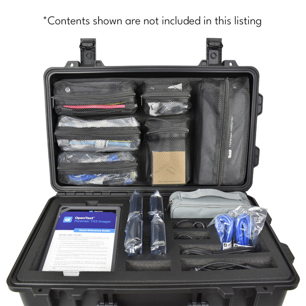 SiForce Rugged Carrying Case with Wheels Open with Lid Organizer and Packed with TX2