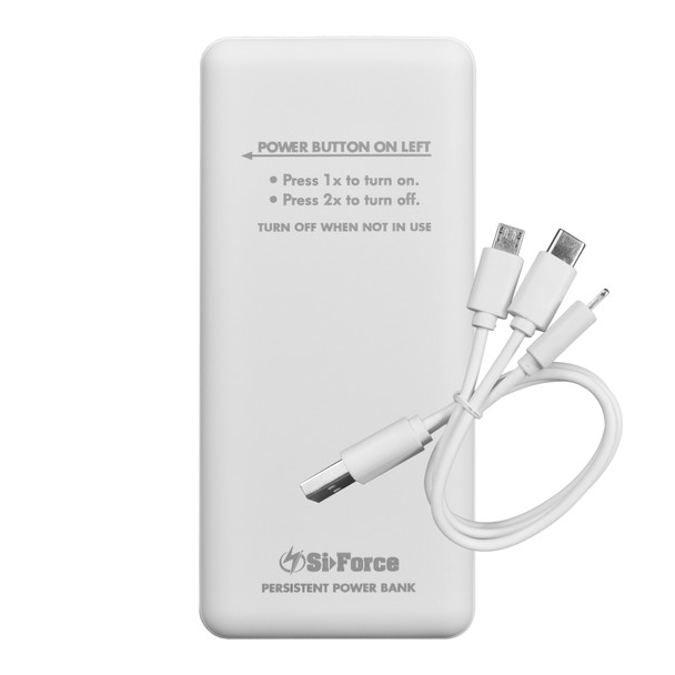 SiForce CL24 Persistent Power Bank with 3-in-1 USB Cable WHITE EDITION