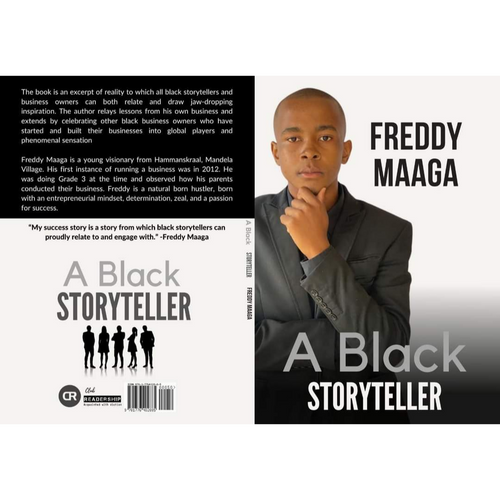 "A Black Storyteller " autobiography of Freddy Maaga front and back book cover