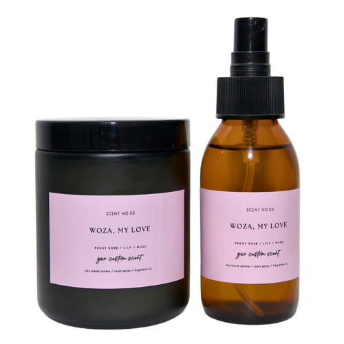 GwR Woza, My Love Candle and Linen Spray Combo - Floral Scented