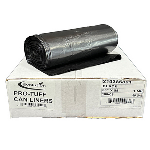 Liner - 38"x58" 55-60 Gal. 1 mil, Black 100/CS