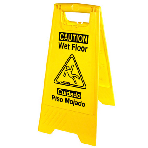Wet Floor Sign Caution Wet Floor English/Spanish Yellow Tolco 6/CS
