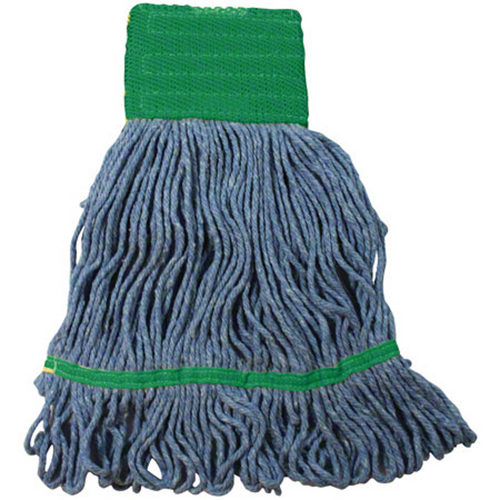 Mop Head Looped End Cotton Blend, Medium Blue - 12/CS