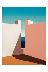 Mid-Century Modern Hard Edge Muralla Roja Print by Glenna Morgio - Solitude Is Bliss