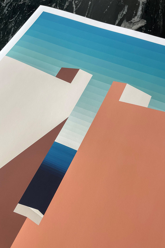 Mid-Century Modern Hard Edge Muralla Roja Print by Glenna Morgio - Solitude Is Bliss