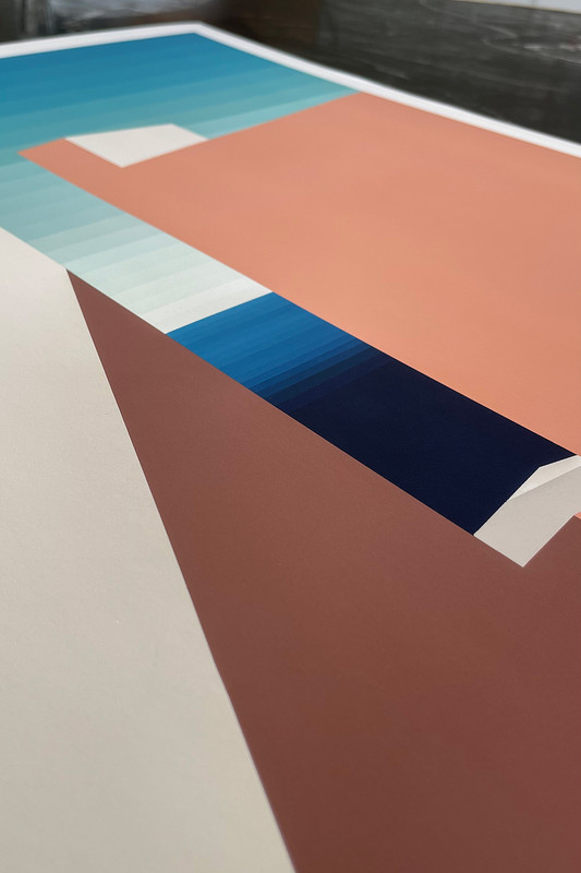 Mid-Century Modern Hard Edge Muralla Roja Print by Glenna Morgio - Solitude Is Bliss