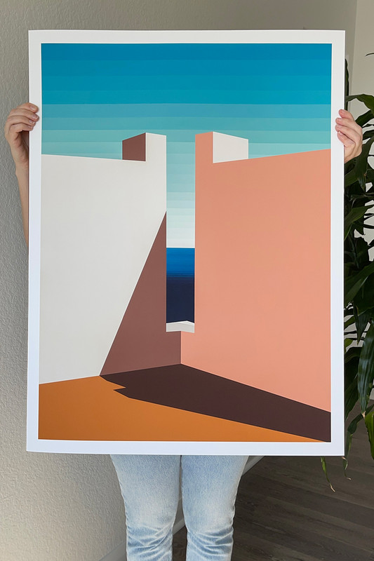 Mid-Century Modern Hard Edge Muralla Roja Print by Glenna Morgio - Solitude Is Bliss