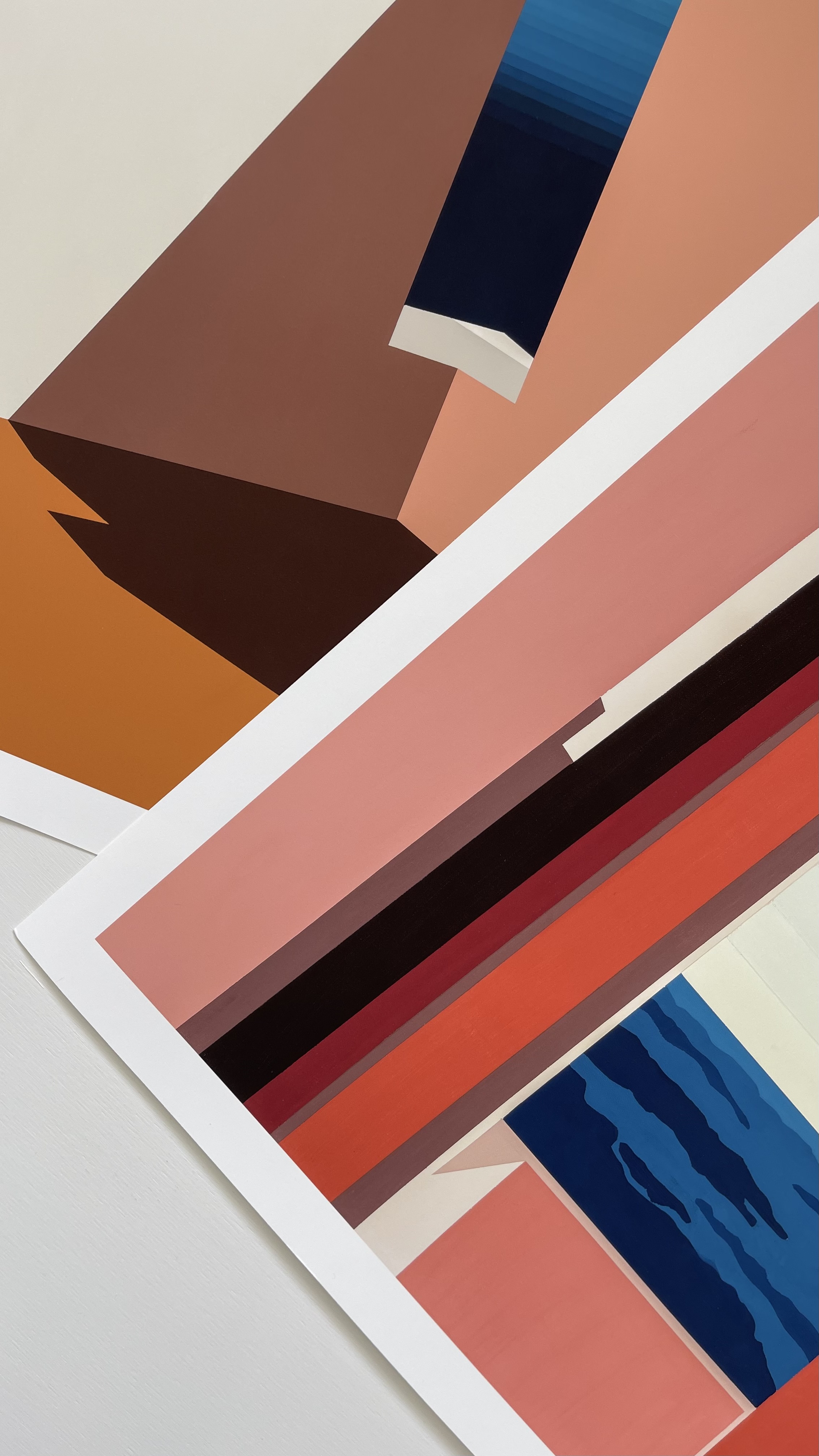 Mid-century modern hard edge landscape art prints
