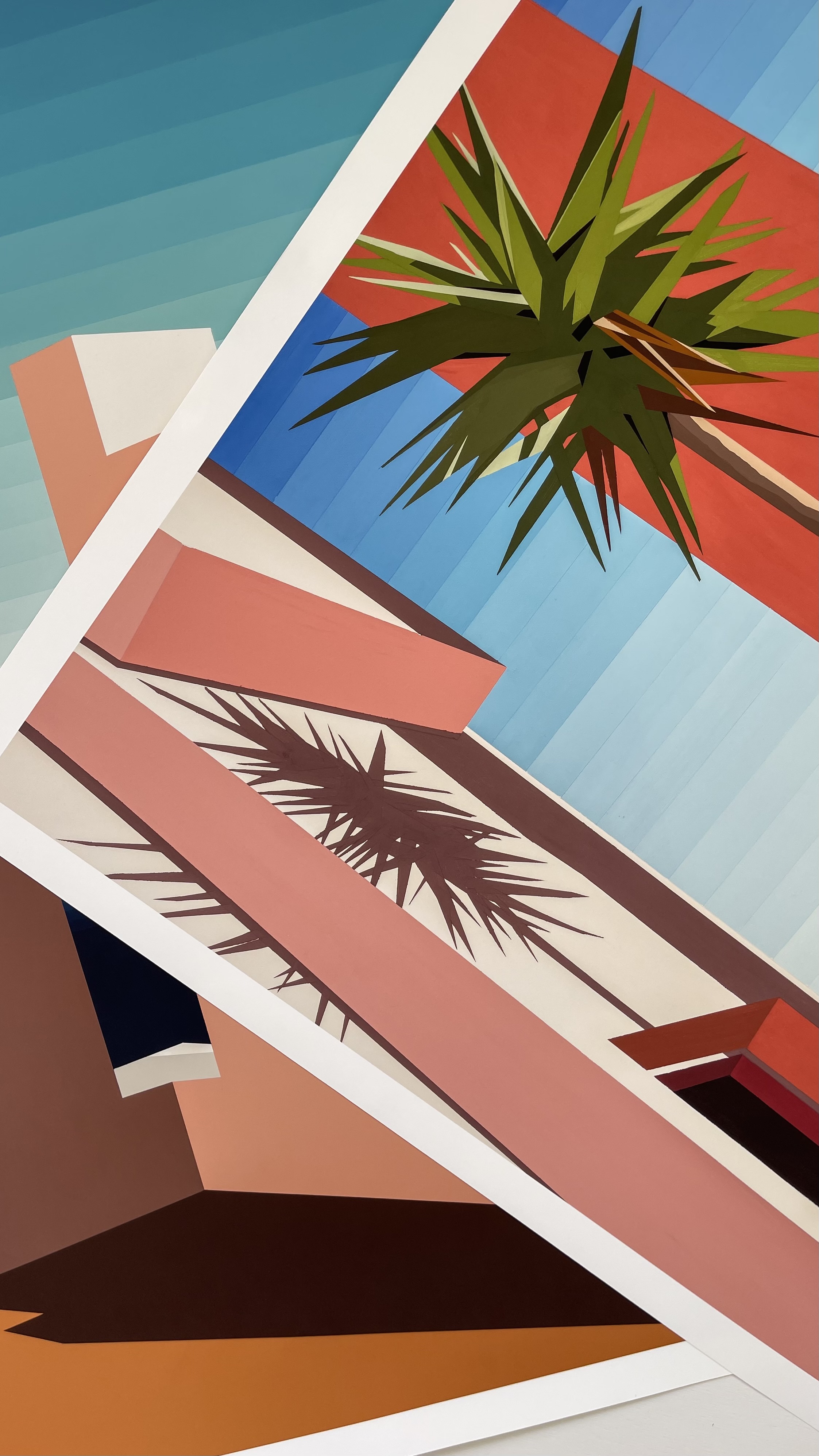 Mid-century modern hard edge landscape art prints