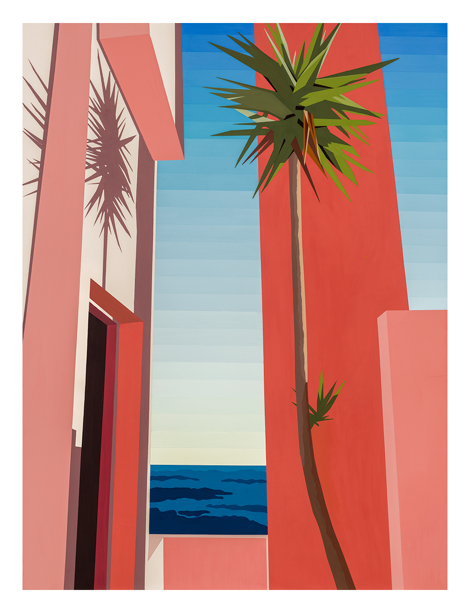 Hard edge mid-century modern Muralla Roja print by Glenna Morgio