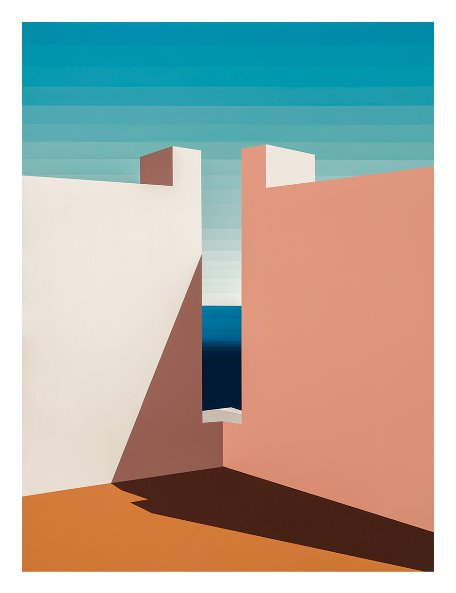 Hard edge mid-century modern Muralla Roja print by Glenna Morgio