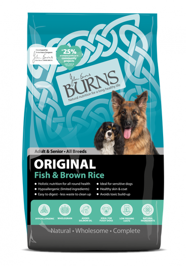 Burns Original Fish & Brown Rice Dry Adult Senior Dog Food - 12kg