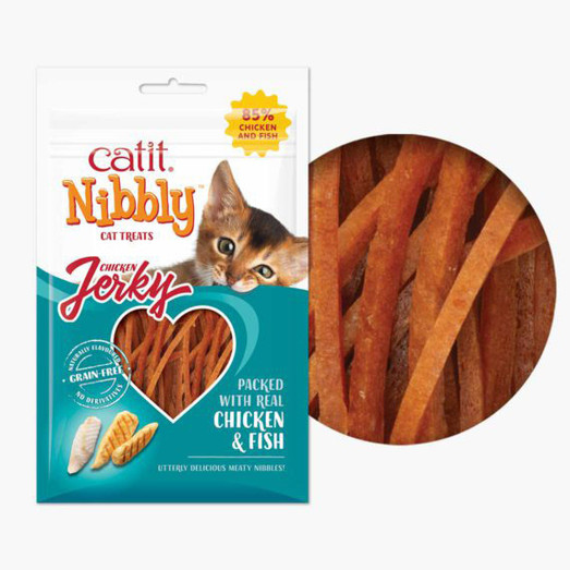 Catit Nibbly Jerky Chicken and Fish Cat Treats