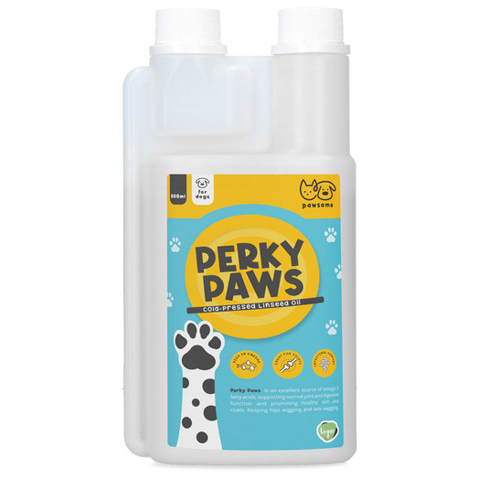 Pawsome Perky Paws Cold-Pressed Linseed Dog Oil - 500ml