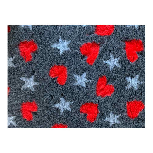 Non Slip Hearts And Stars Vet Bed-Black Grey&Red