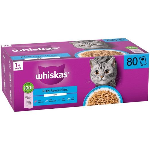 Whiskas 1+ Fish Selection in Jelly Wet Cat Food 80x85g