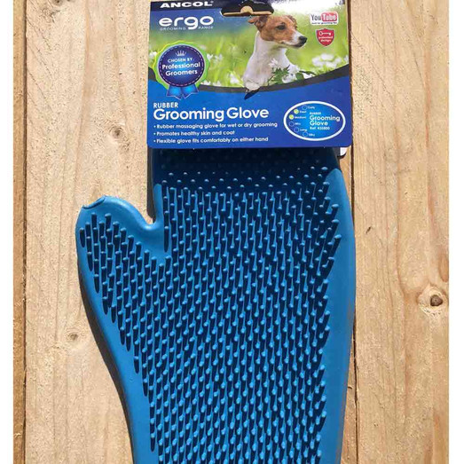 Ancol Ergo Dog Grooming Hand Glove - Blue