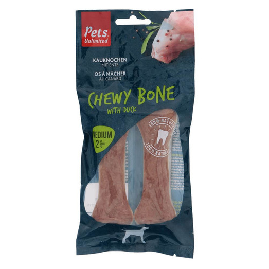 Pets Unlimited Chewy Bone with Duck Medium Dog Treats - 2 Pcs
