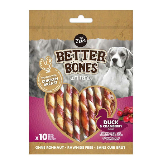 Zeus Better Bones Duck & Cranberry Twists Dog Treats