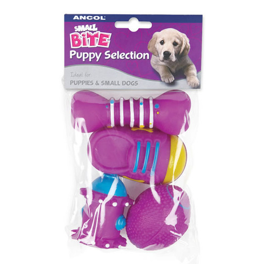 Ancol Small Bite Vinyl Puppy Selection Dog Toy