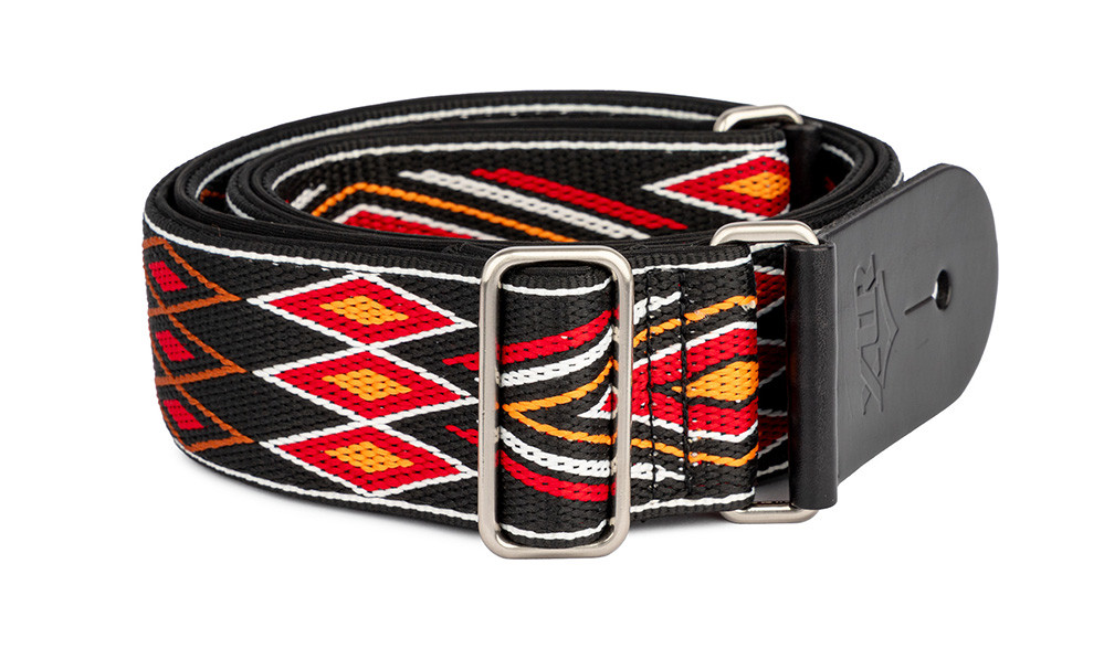 Guitar Strap - Aztec Series - Black/Red/Orange