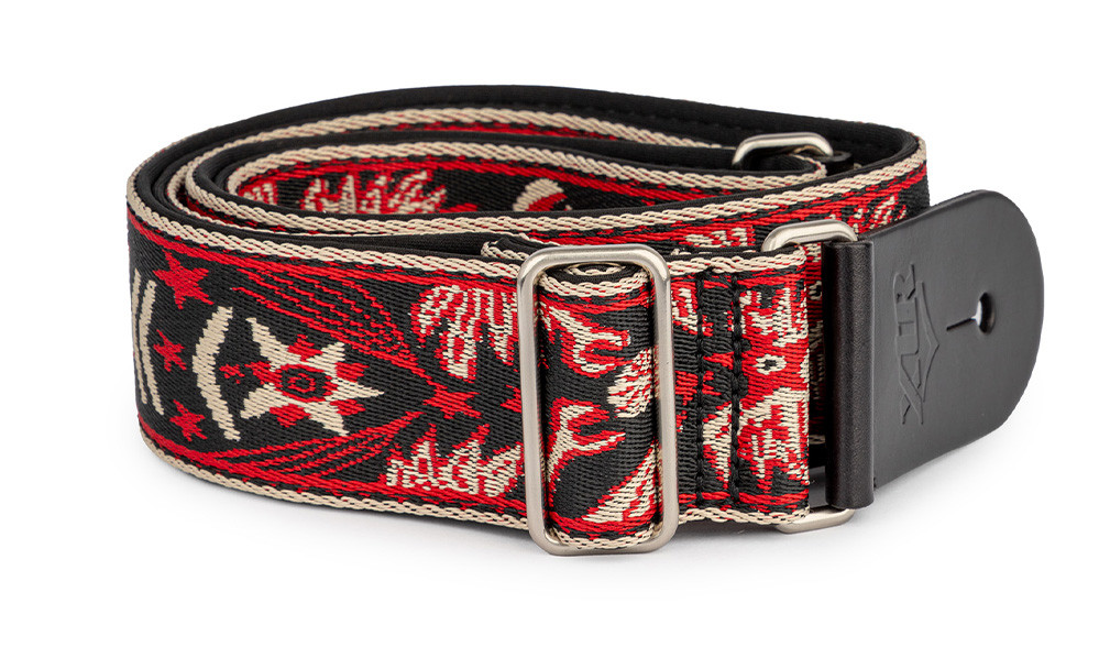 Guitar Strap - Jacquard Cotton - Red pattern