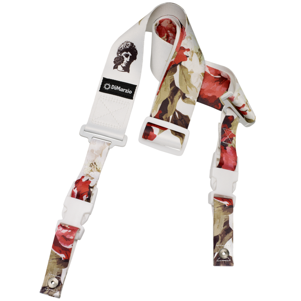Dimarzio Cliplock Guitar Strap - Polyphia Floral Muse White.