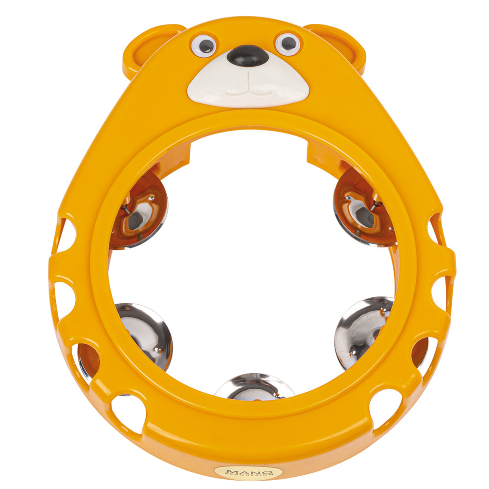 ABS rim. 5 pairs of nickel silver jingles in a single row. Orange.