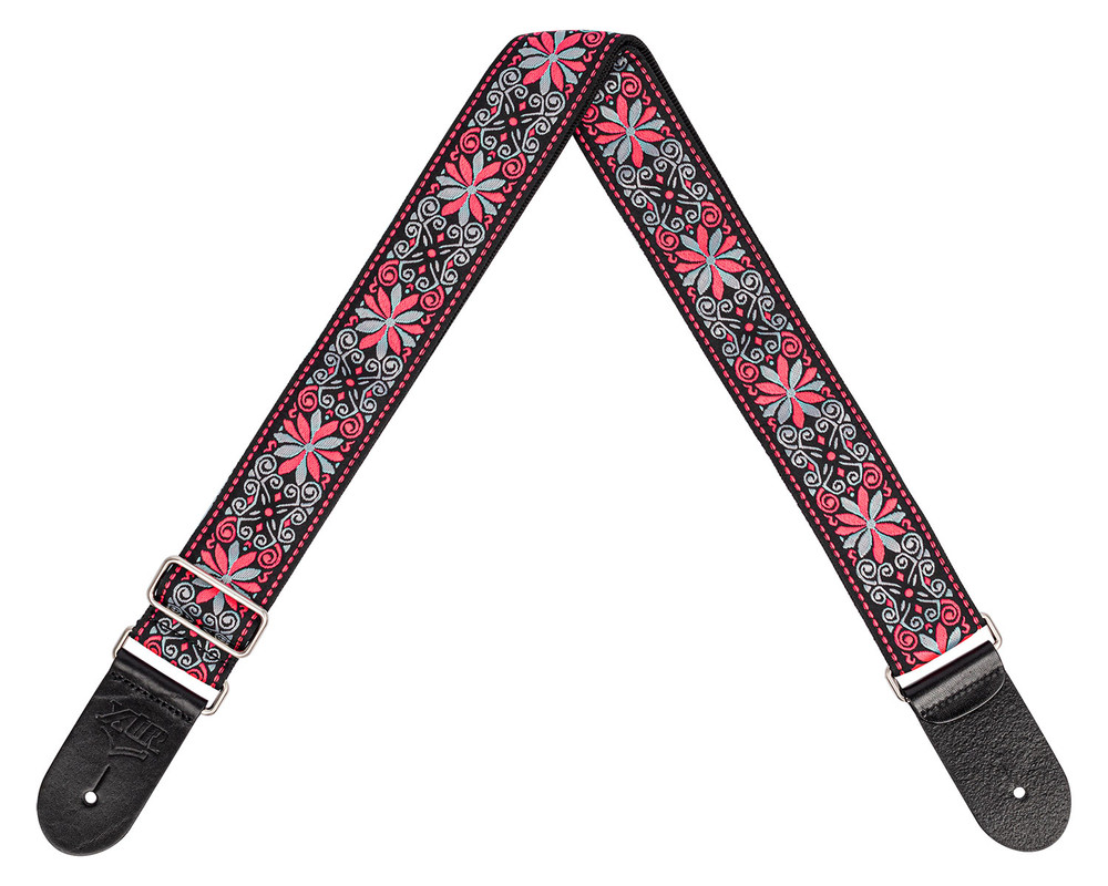 Guitar Strap - Woven -  Pink/Grey Floral