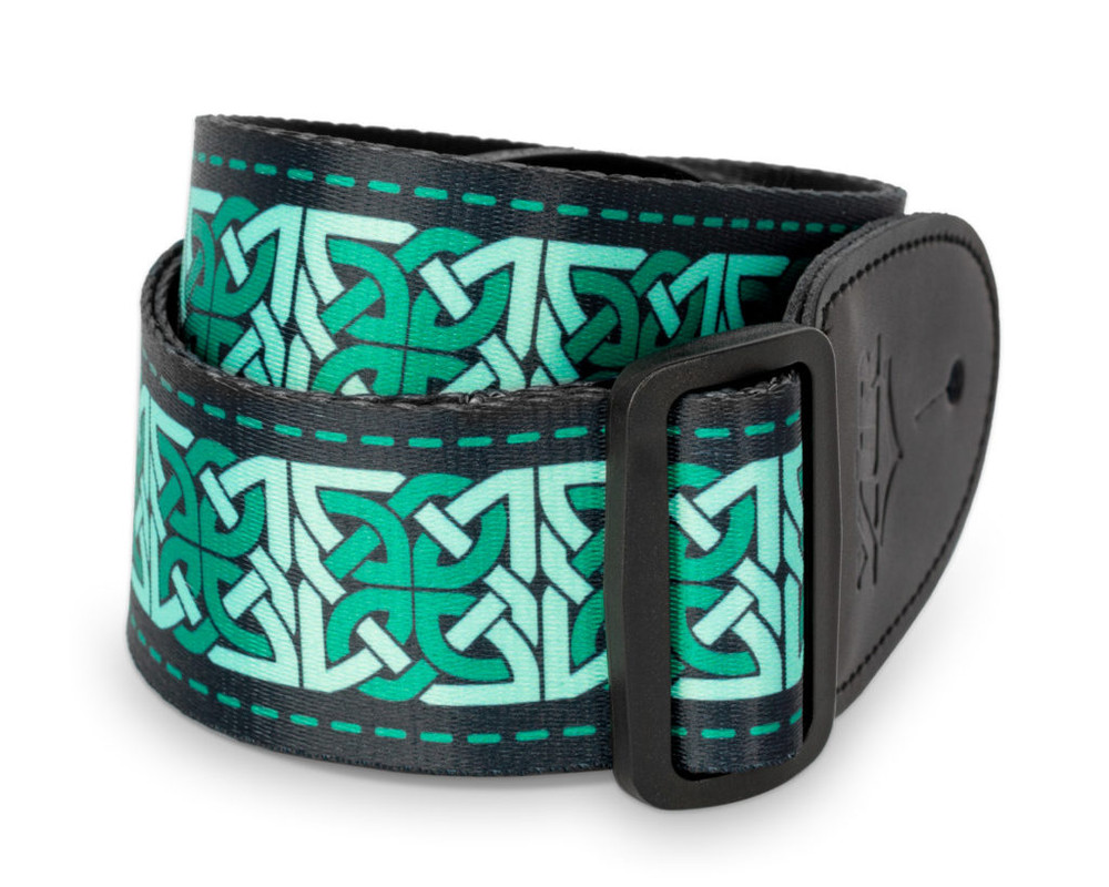 Guitar strap - Celtic series - Celtic knot - Emerald green