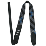 Lm - Black Tie 2 Inch Woven Jacquard Guitar Strap- Black & Blue Interweave