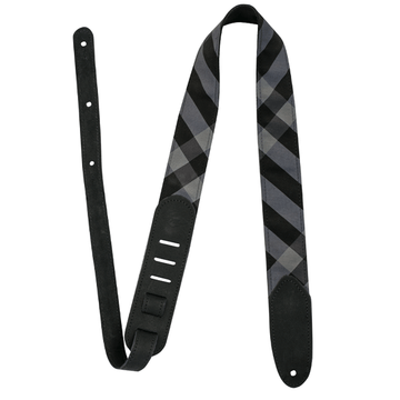 Lm - Black Tie 2 Inch Woven Jacquard Guitar Strap- Black & Grey Interweave