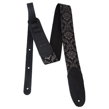 Lm - Taboo 2 Inch Woven Jacquard Guitar Strap- Black With Grey Pattern